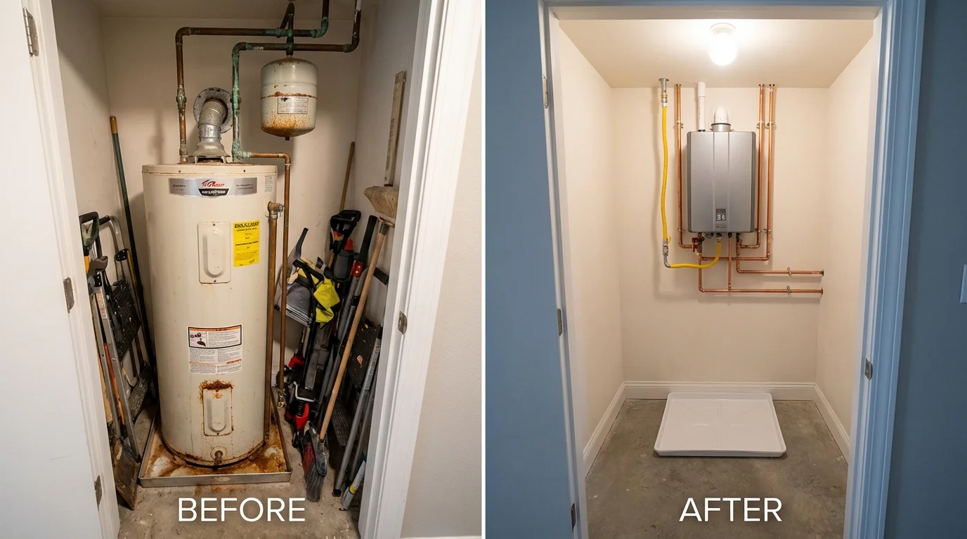 Tank water heater versus wall-mounted tankless unit comparison for Heavener, OK homeowners